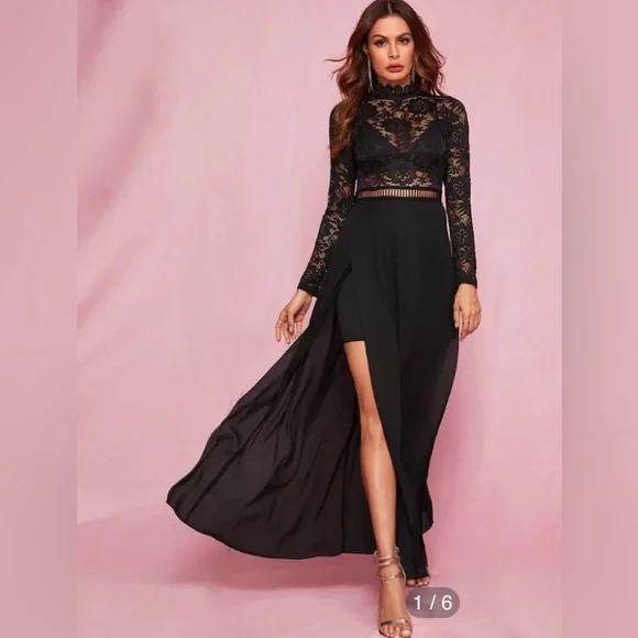 Burgundy Long Sleeve Lace Maxi Dress Burgundy Lace Awaken My Love